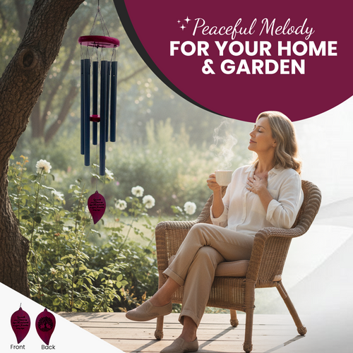 Chymora Memorial Wind Chime — Black Leaf — lifestyle