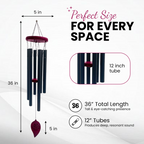 Chymora Memorial Wind Chime — Black Leaf — size diagram