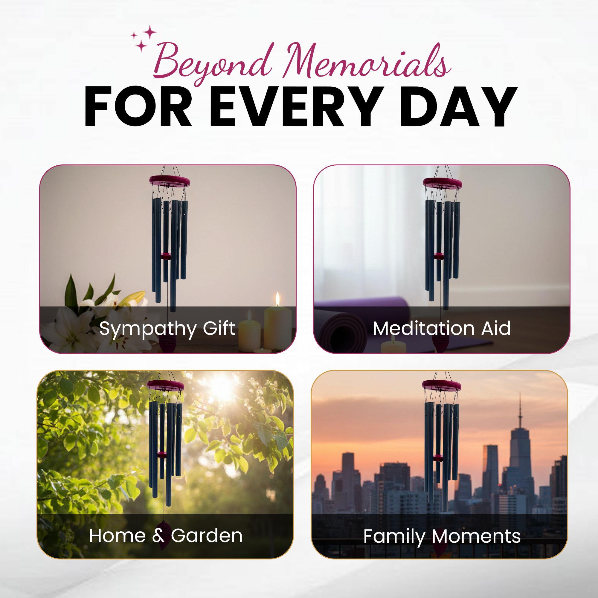 Chymora Memorial Wind Chime — Black Leaf — beyond memorials